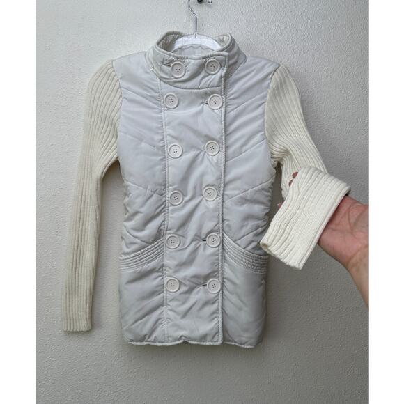 JJAlways Women’s Cream/White Mixed Media Double-Breasted Jacket US S - Picture 2 of 11